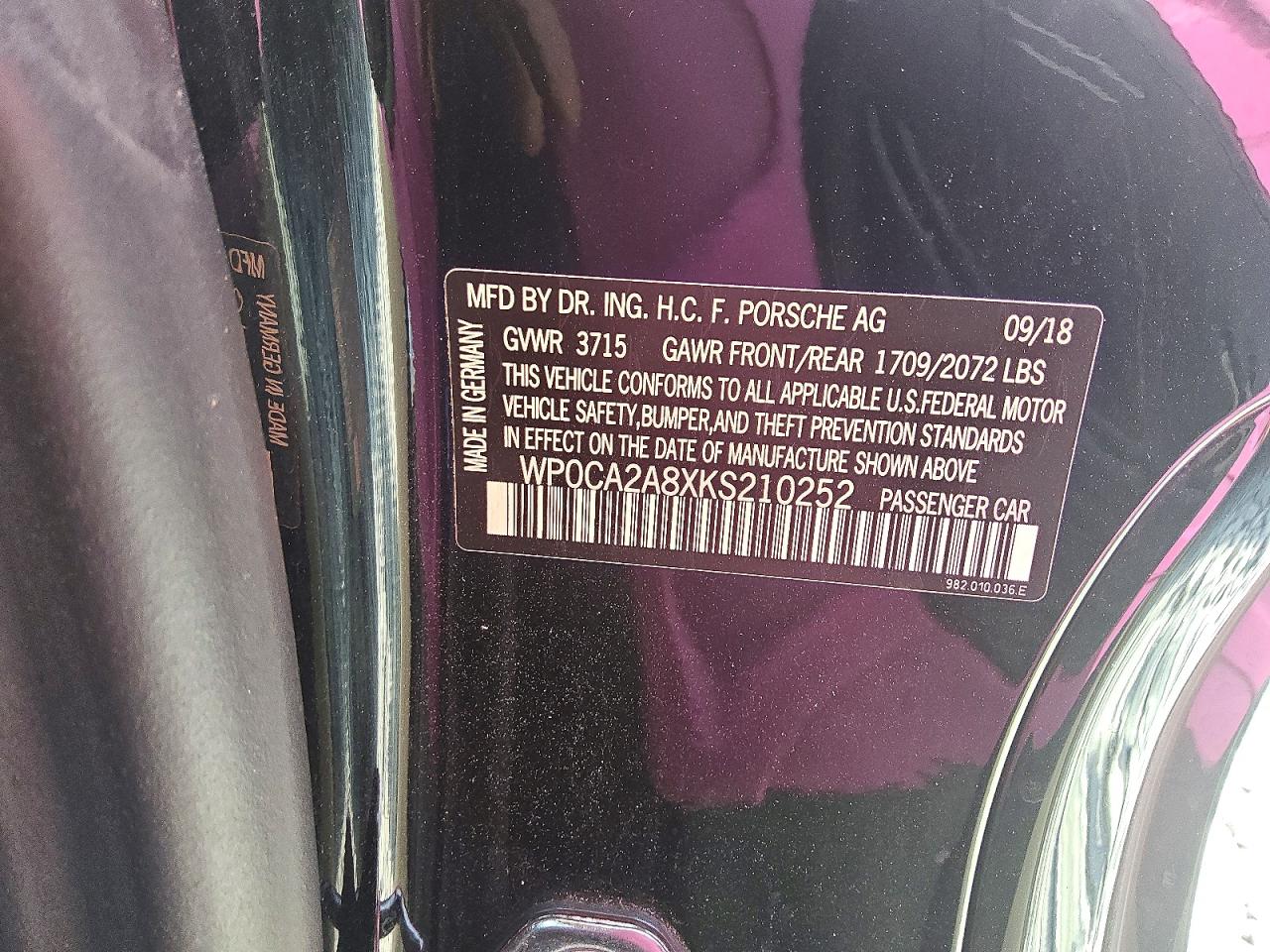 2019 PORSCHE BOXSTER