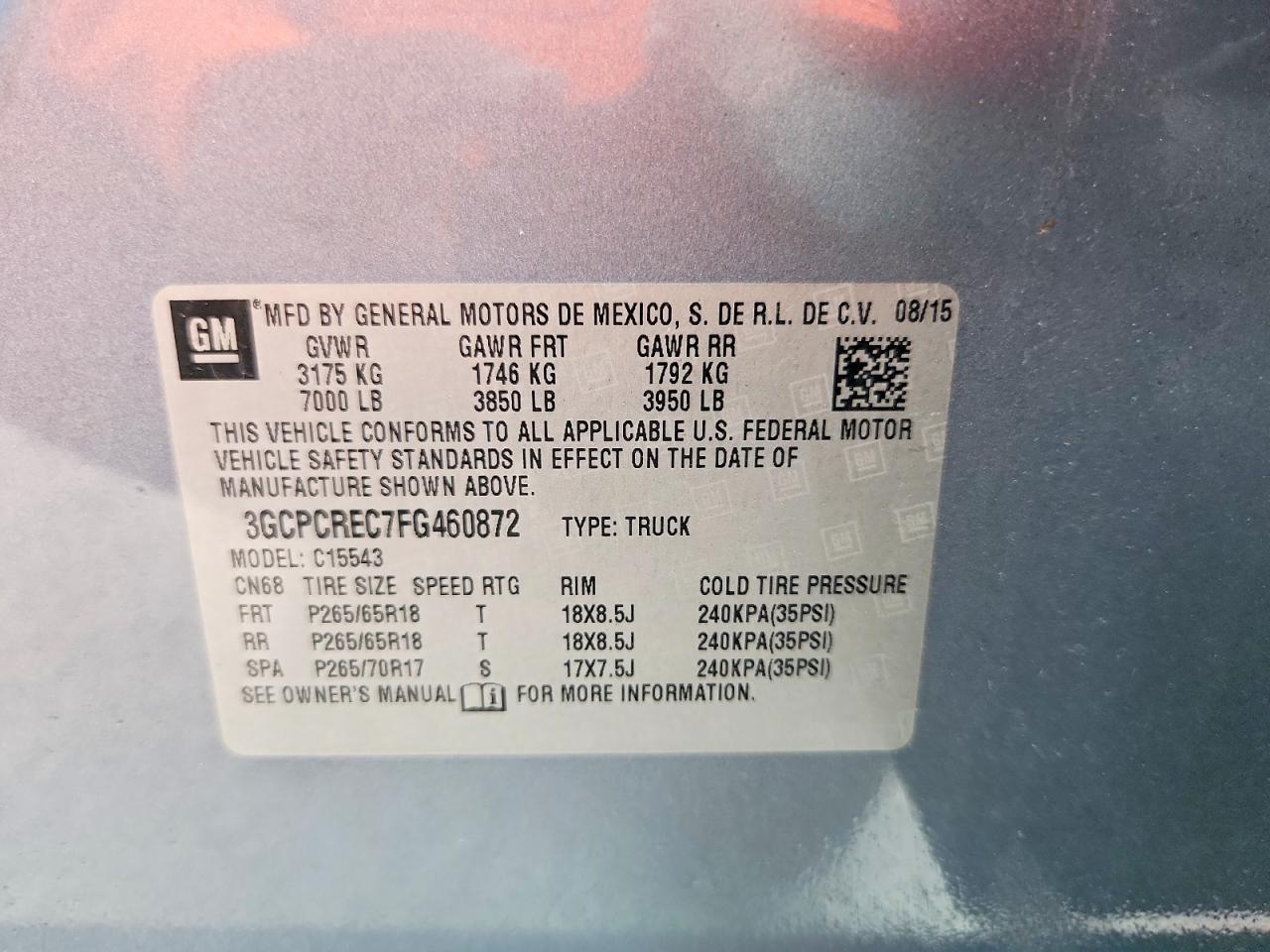 2015 CHEVROLET SILVERADO