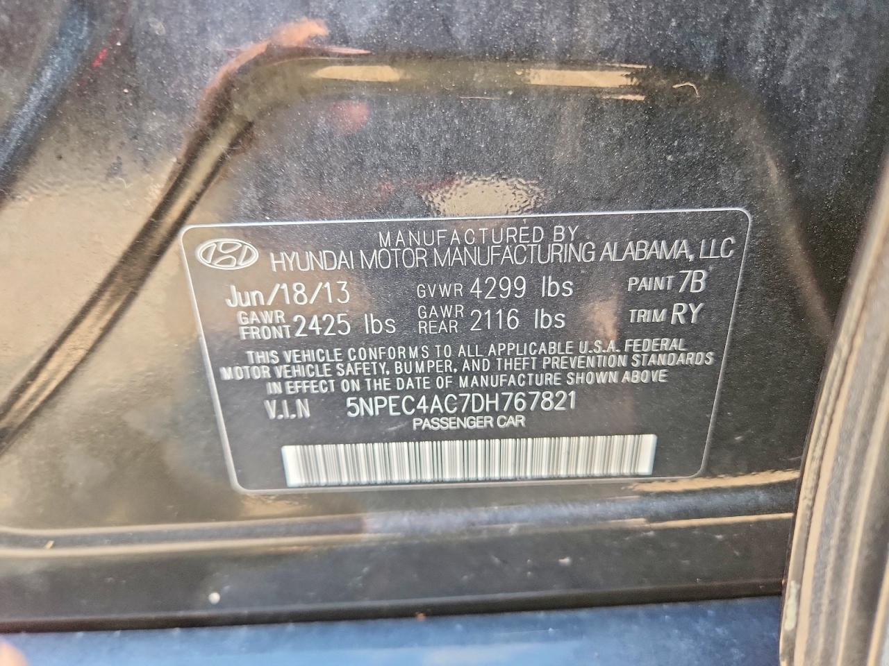2013 HYUNDAI SONATA