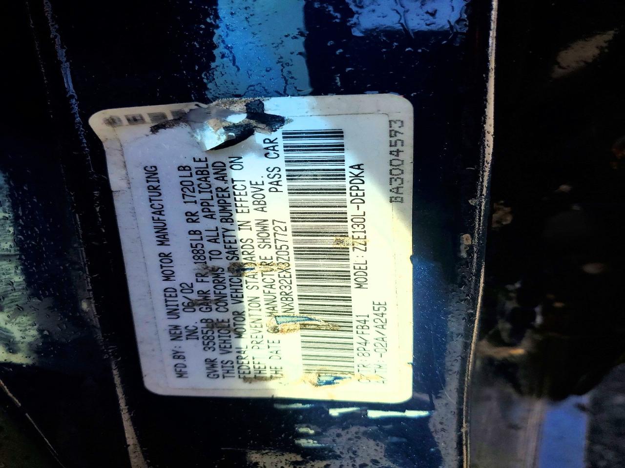 2003 TOYOTA COROLLA