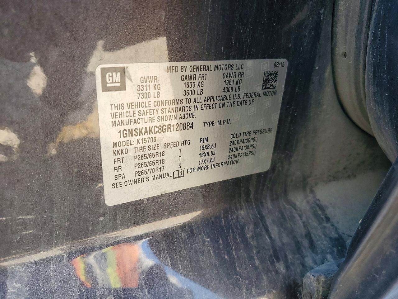 2016 CHEVROLET TAHOE