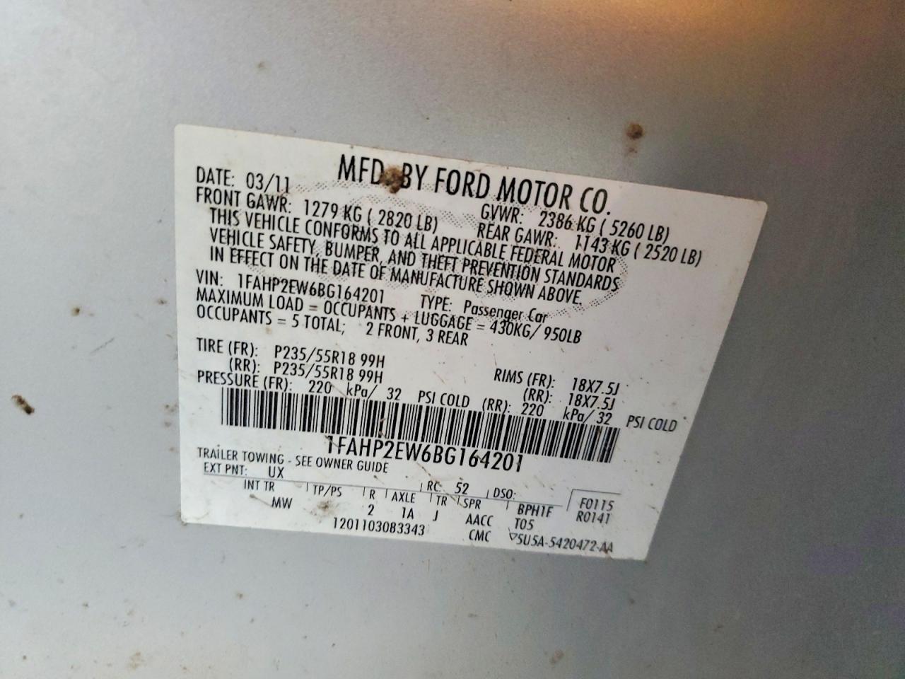 2011 FORD TAURUS