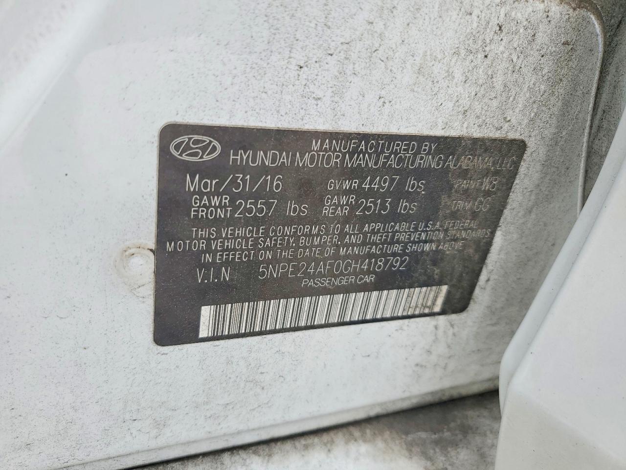 2016 HYUNDAI SONATA
