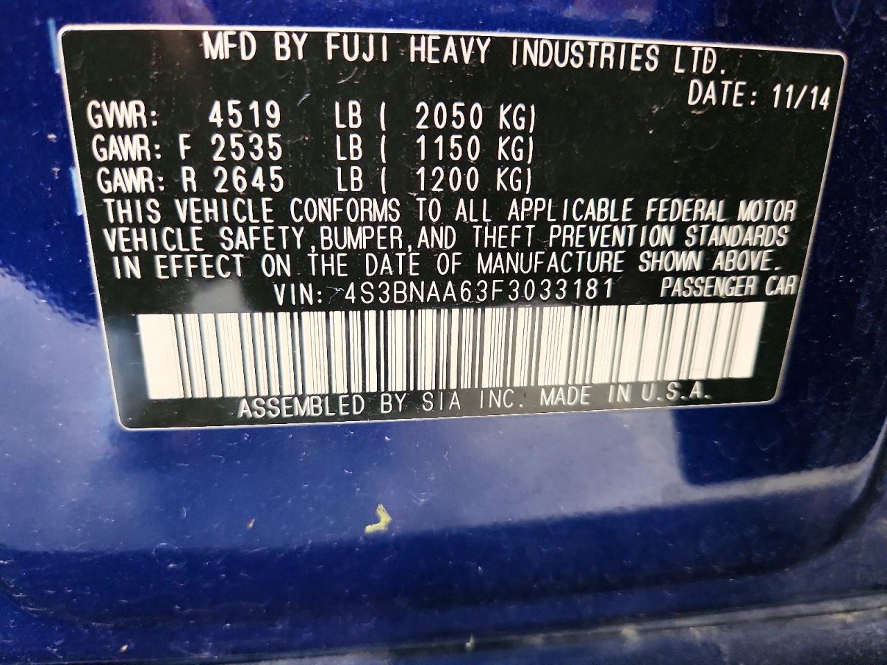 2015 SUBARU LEGACY