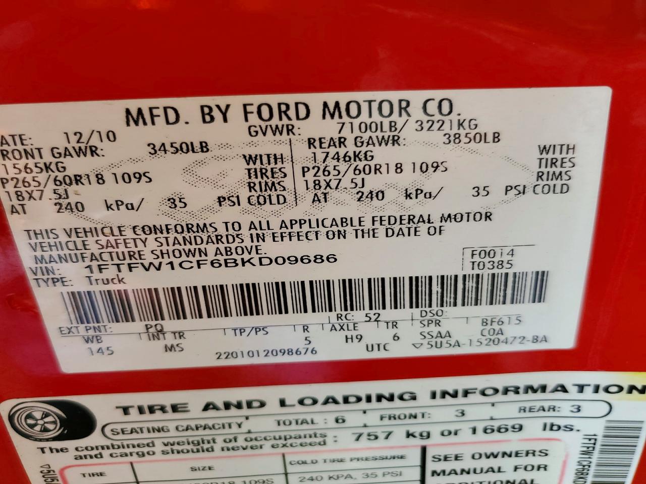 2011 FORD F150