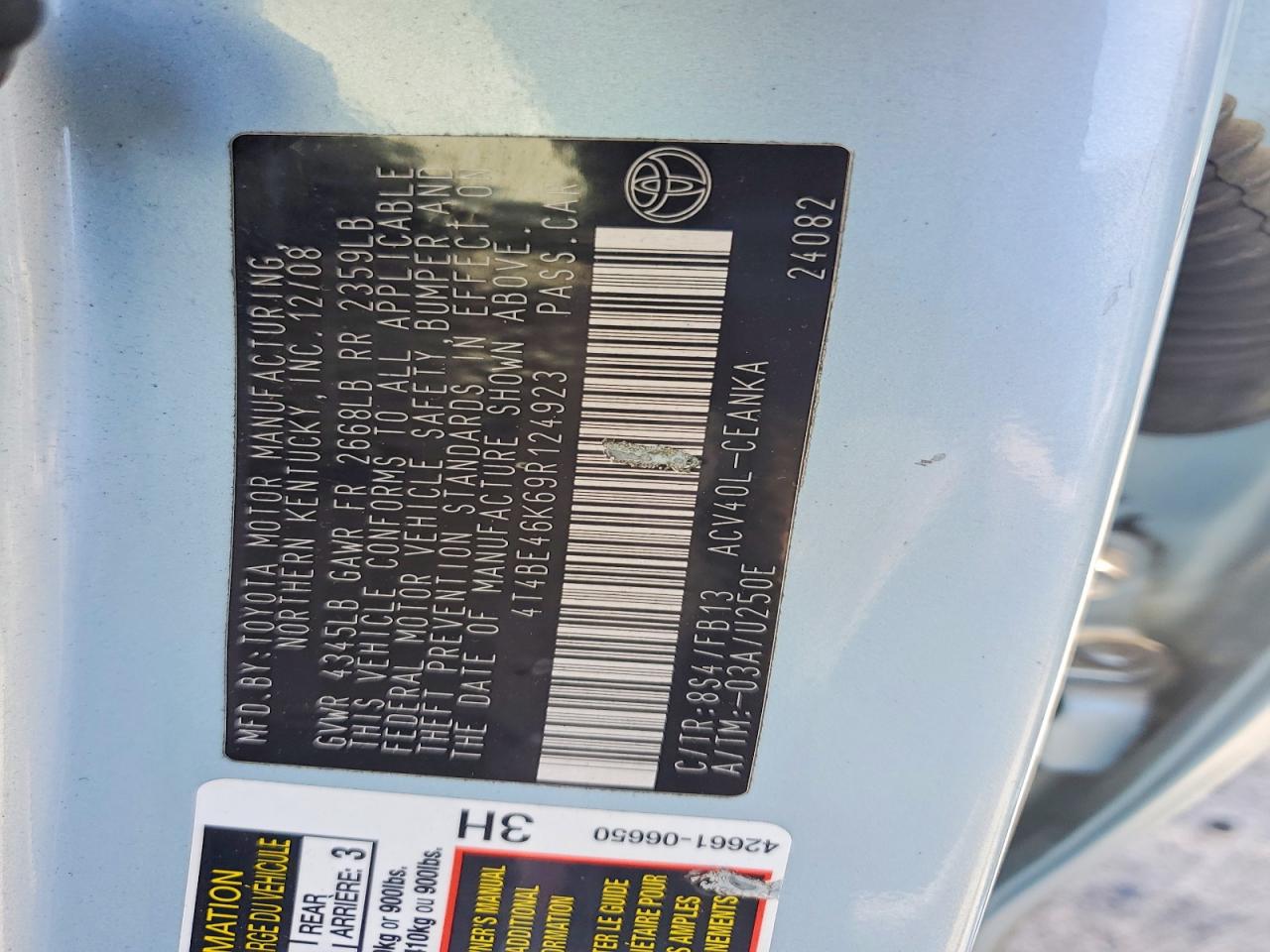 2009 TOYOTA CAMRY