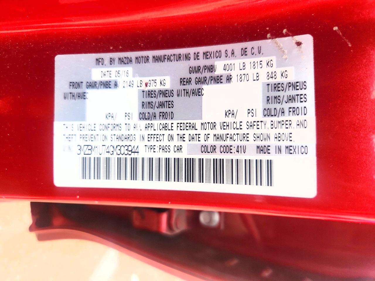 2016 MAZDA 3