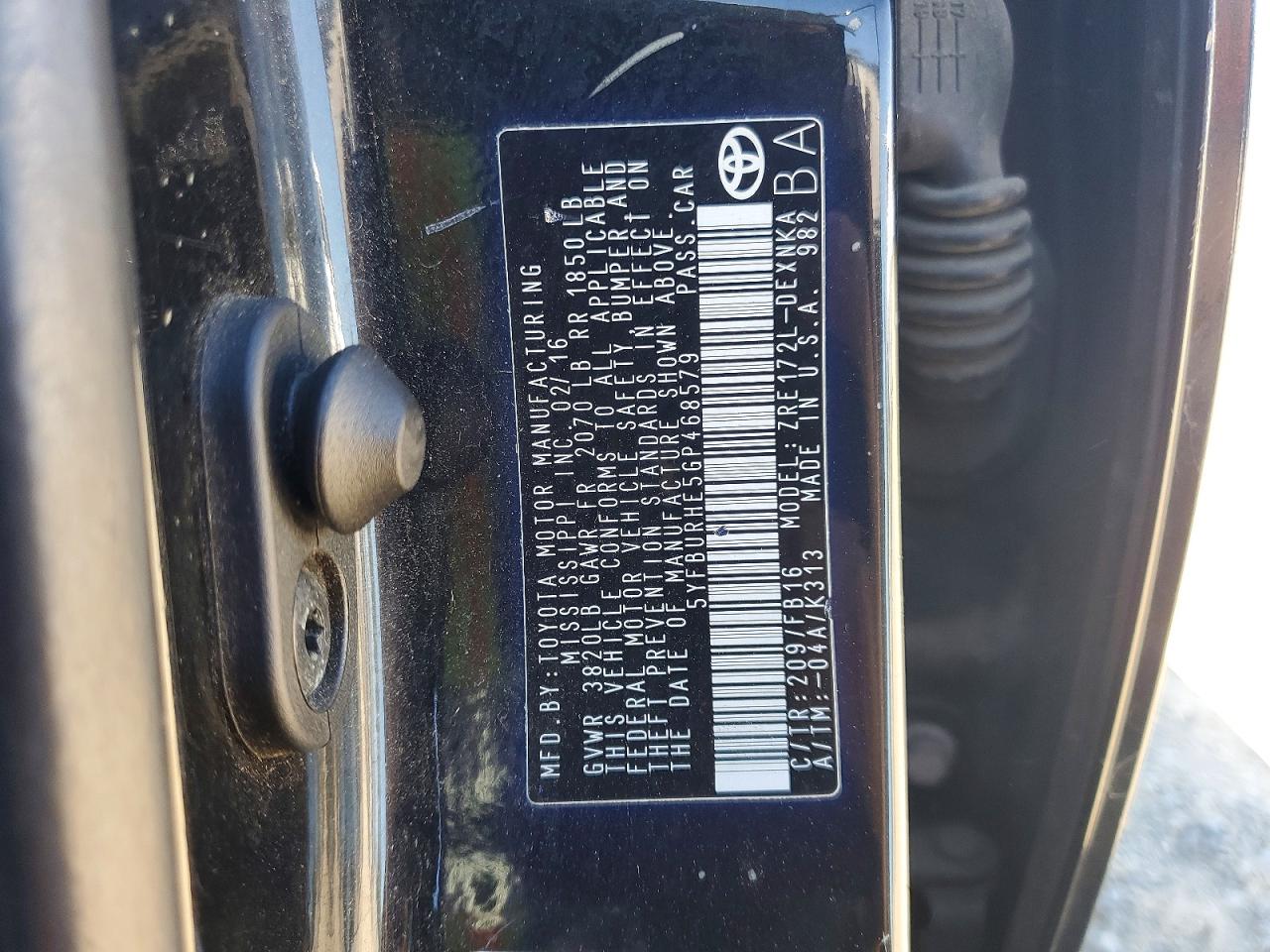 2016 TOYOTA COROLLA