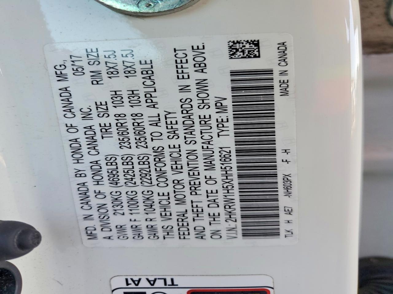 2017 HONDA CRV