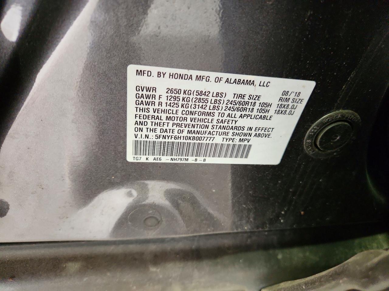 2019 HONDA PILOT