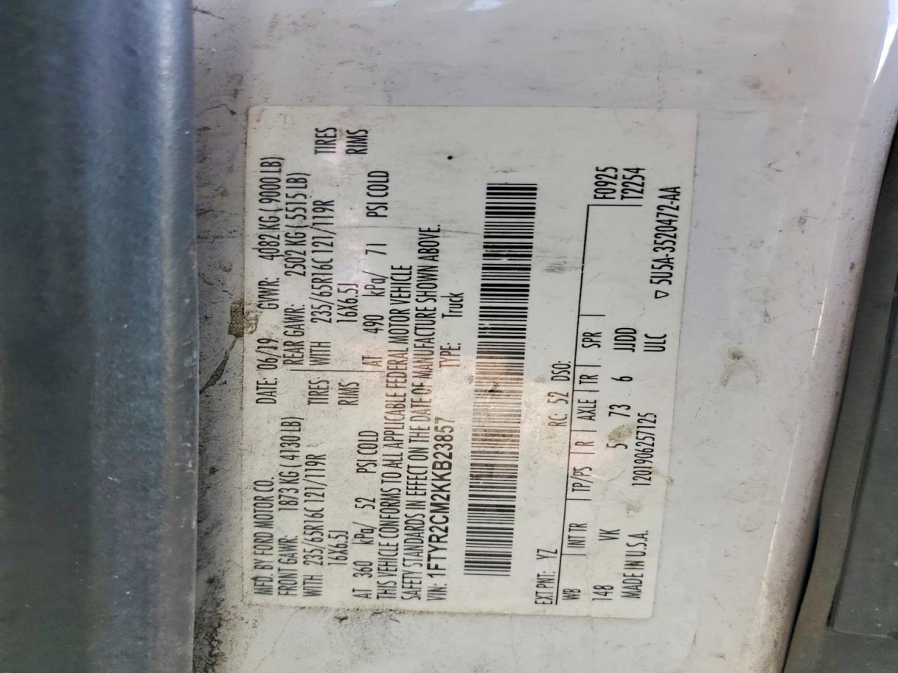 2019 FORD TRANSIT