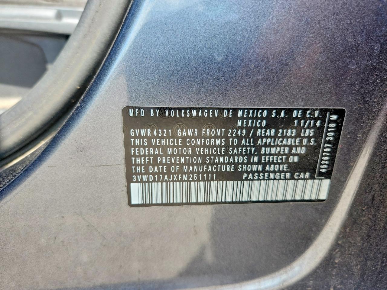 2015 VOLKSWAGEN JETTA