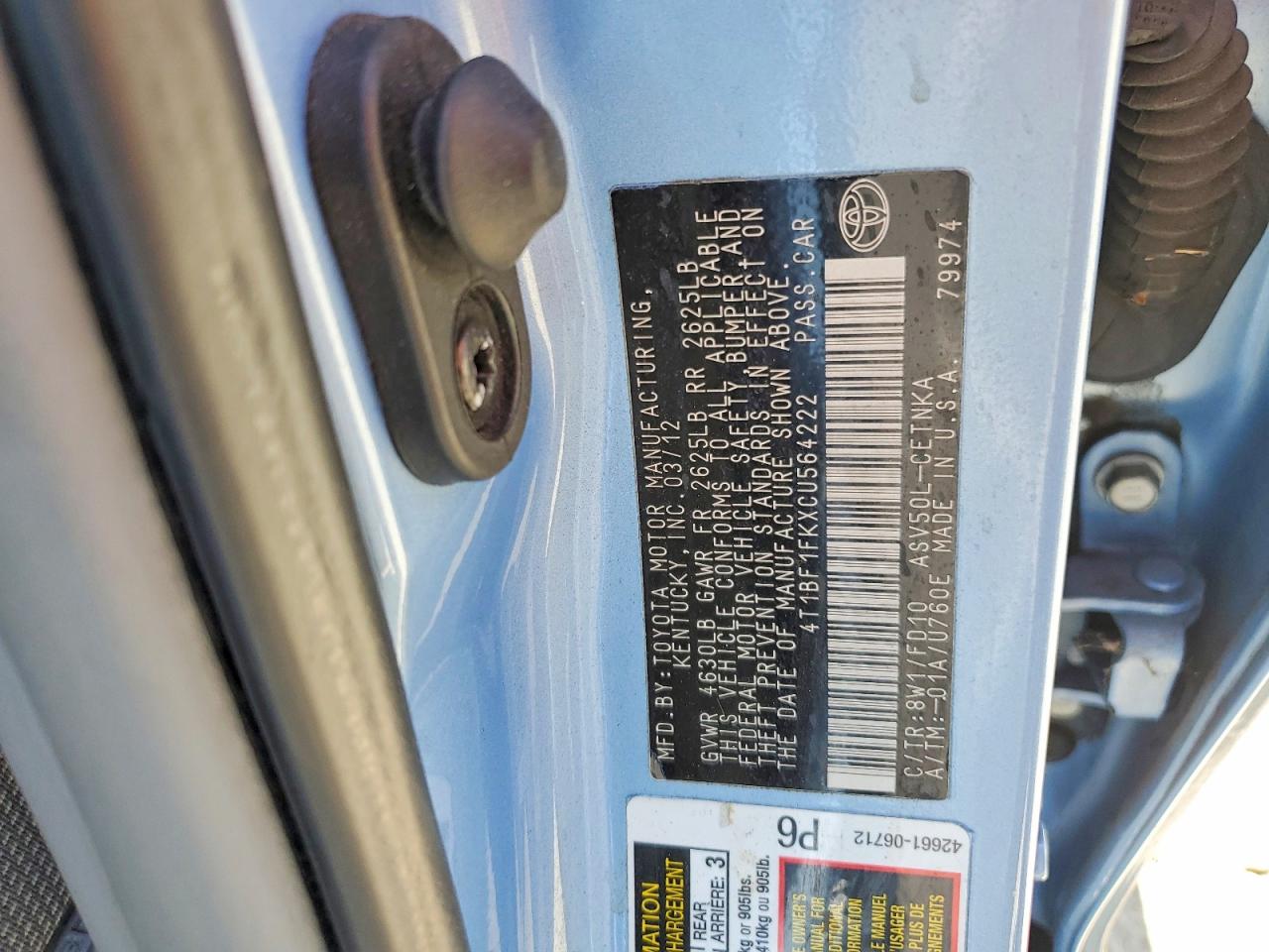 2012 TOYOTA CAMRY