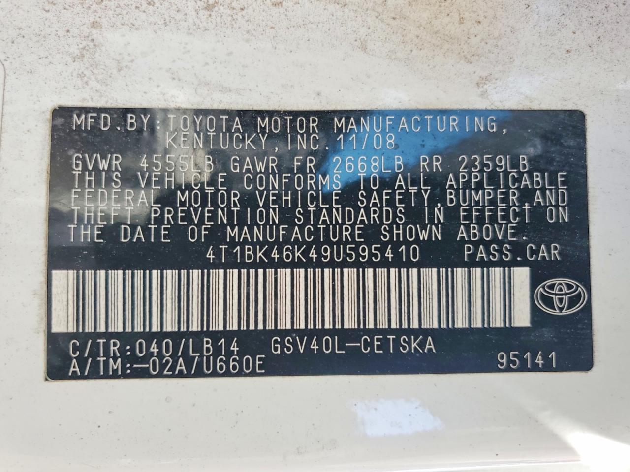 2009 TOYOTA CAMRY