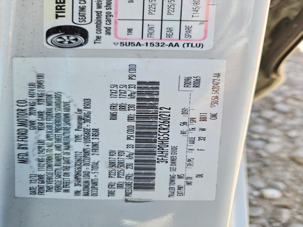 2012 FORD FUSION