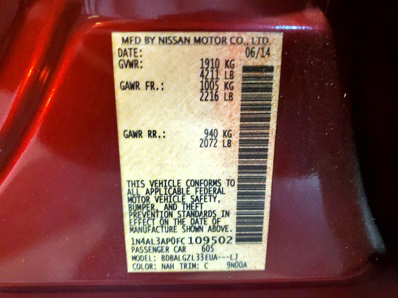 2015 NISSAN ALTIMA