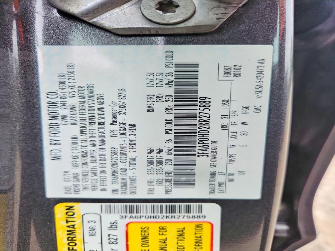 2019 FORD FUSION