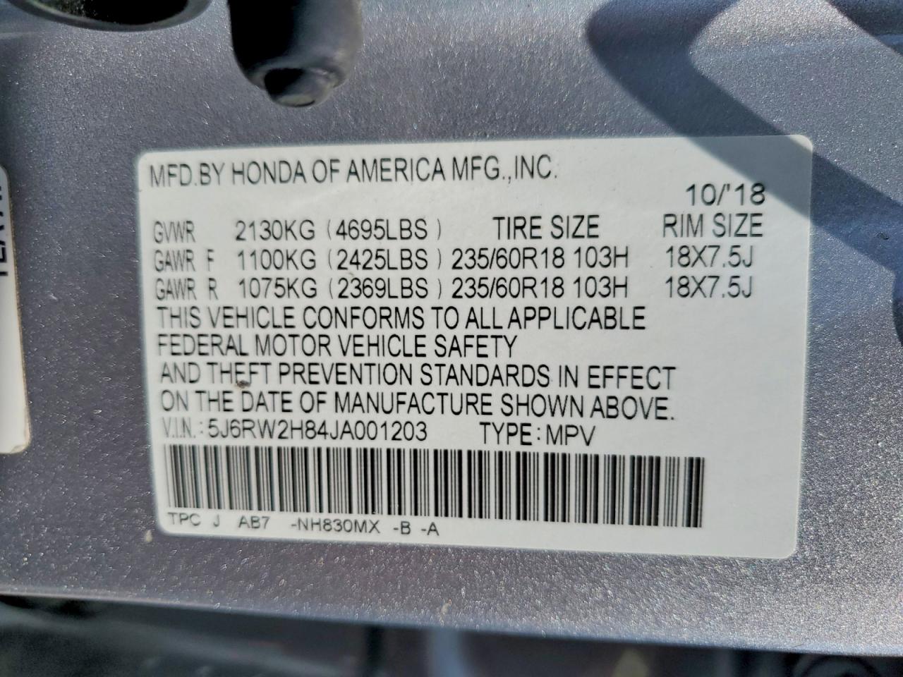 2018 HONDA CRV