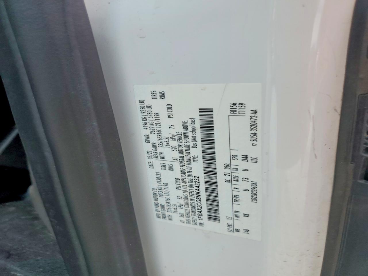 2022 FORD TRANSIT