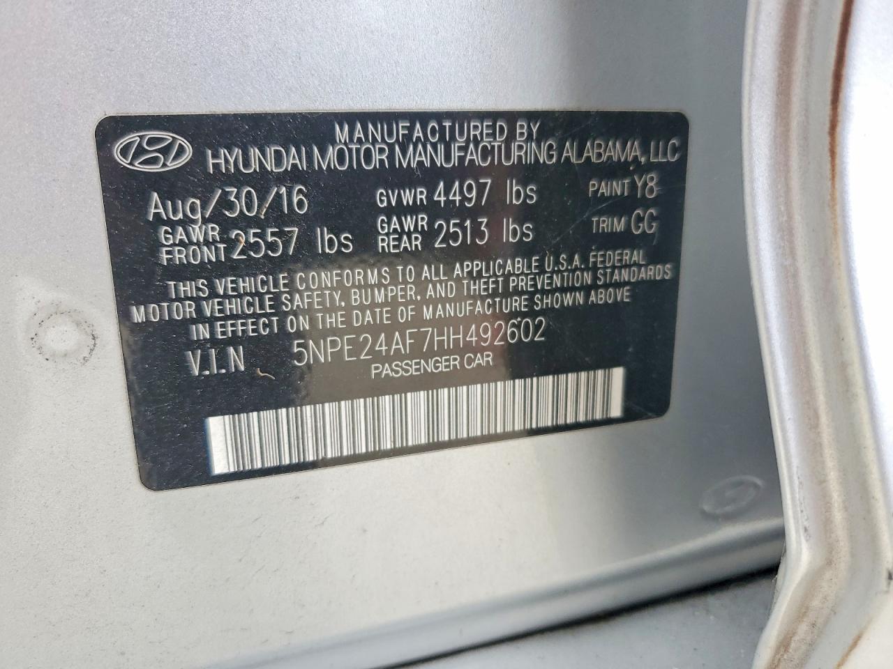 2017 HYUNDAI SONATA