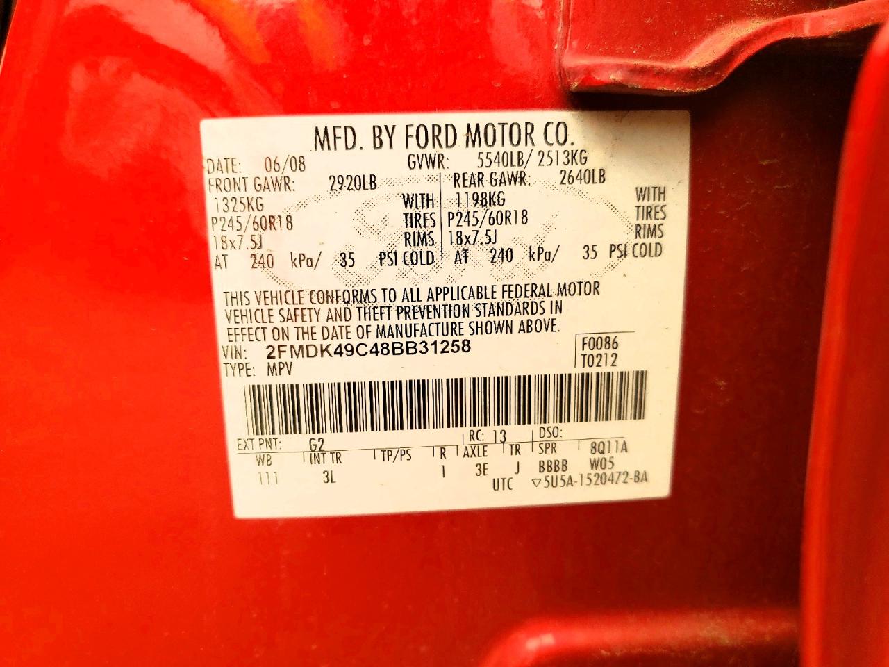 2008 FORD EDGE LIMIT