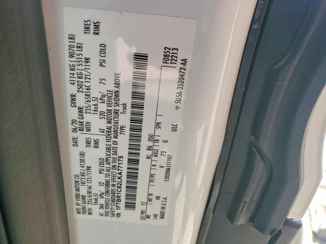 2020 FORD TRANSIT