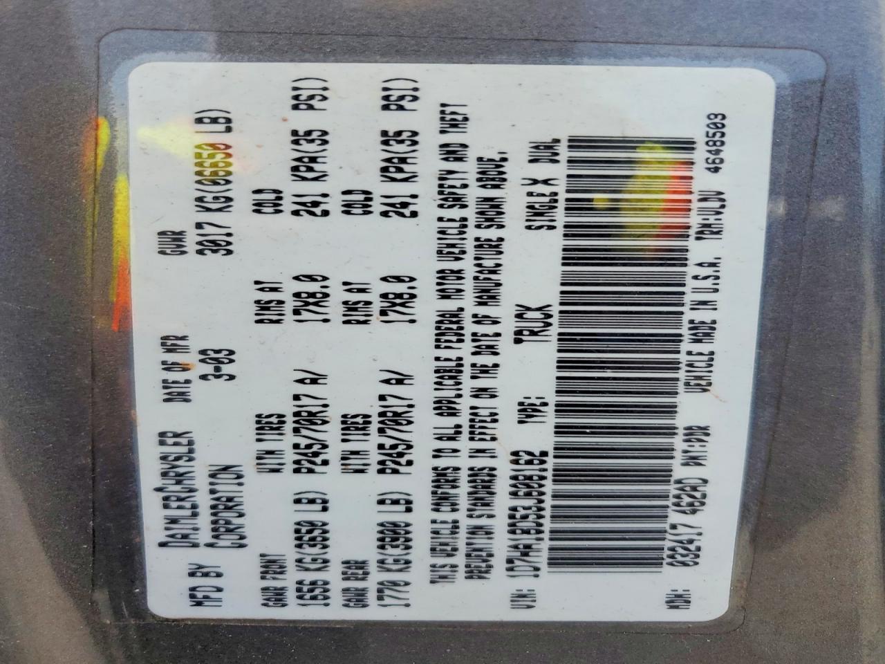 2003 DODGE RAM 1500