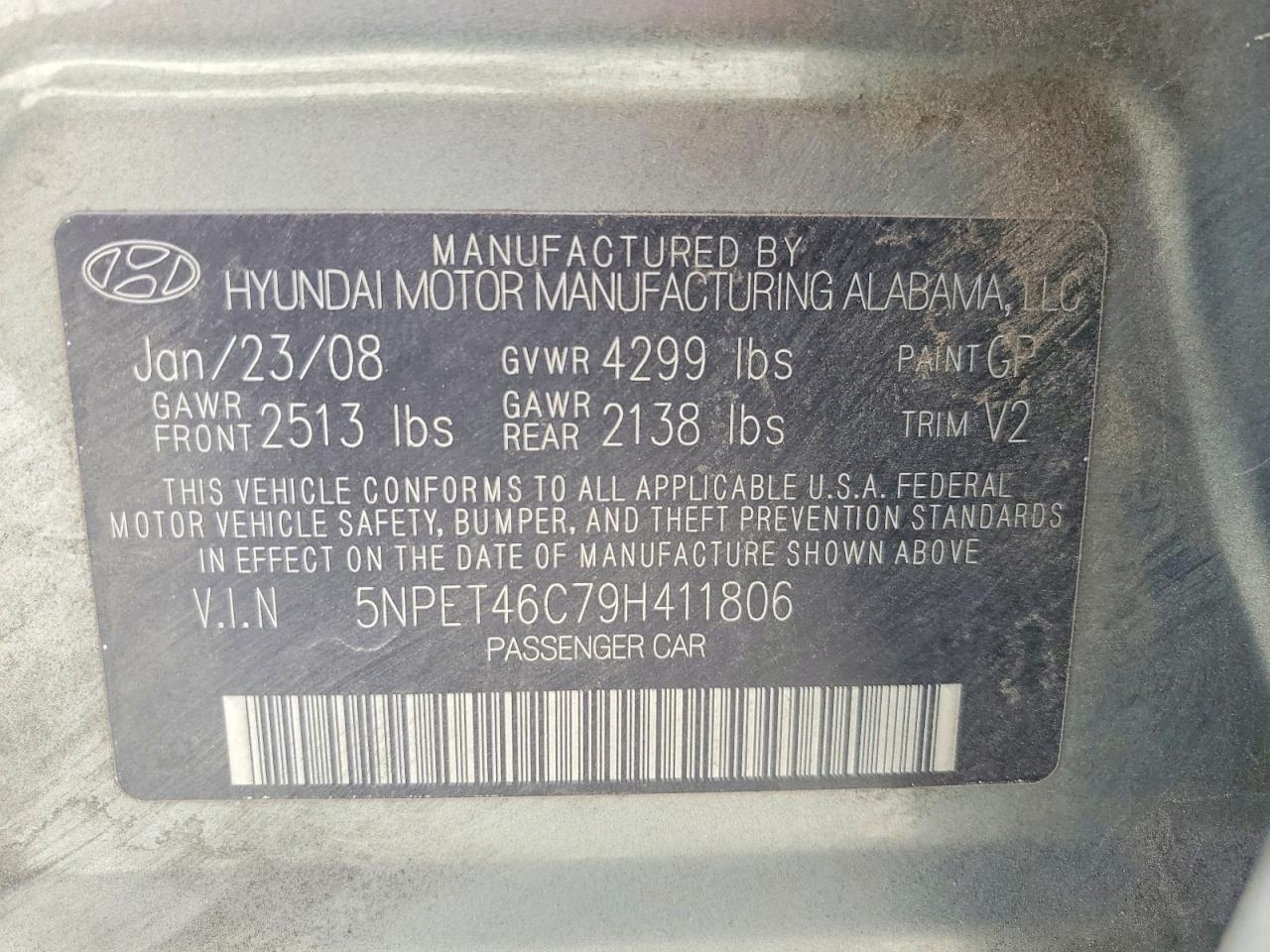 2009 HYUNDAI SONATA GLS