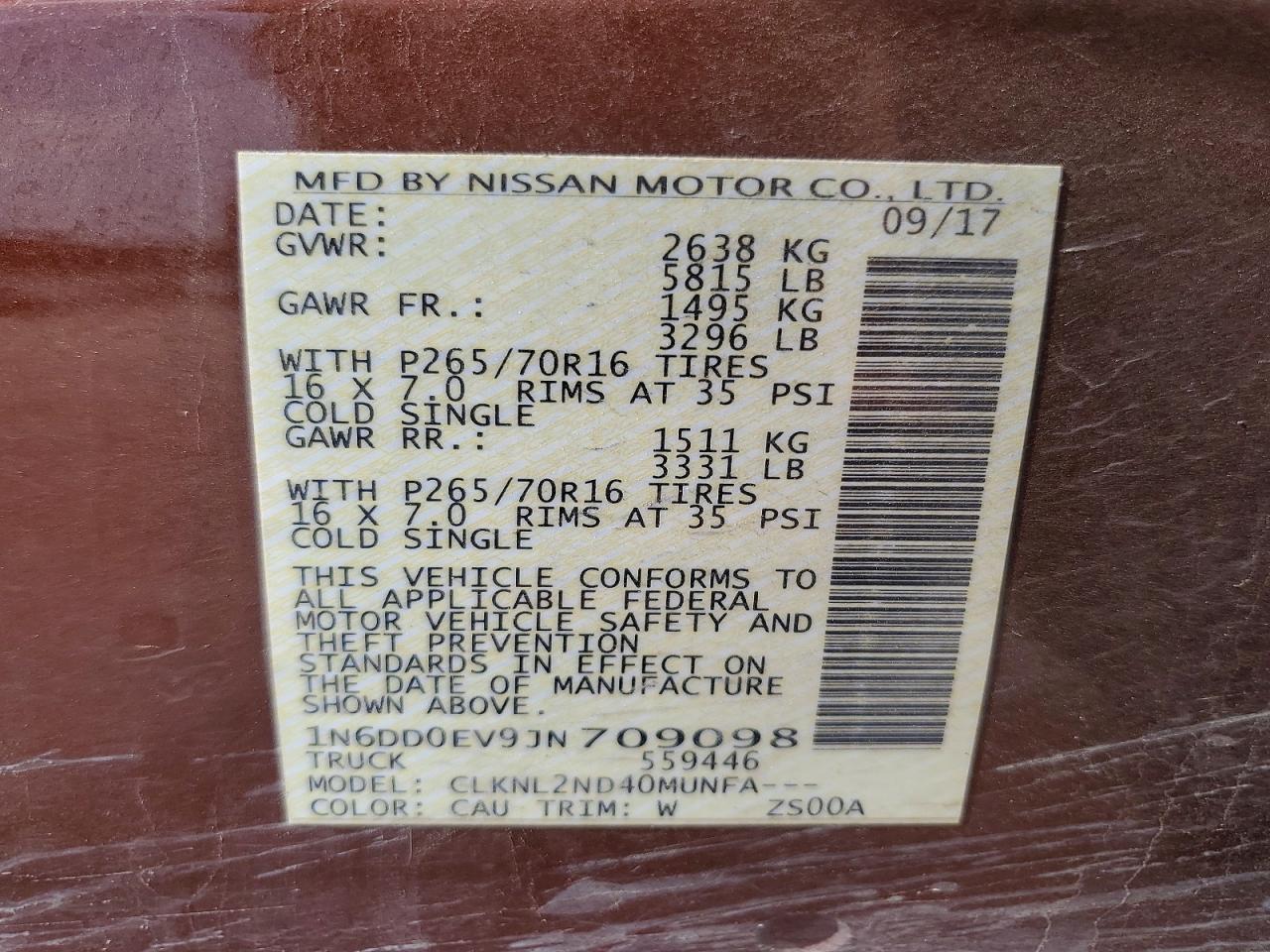 2018 NISSAN FRONTIER