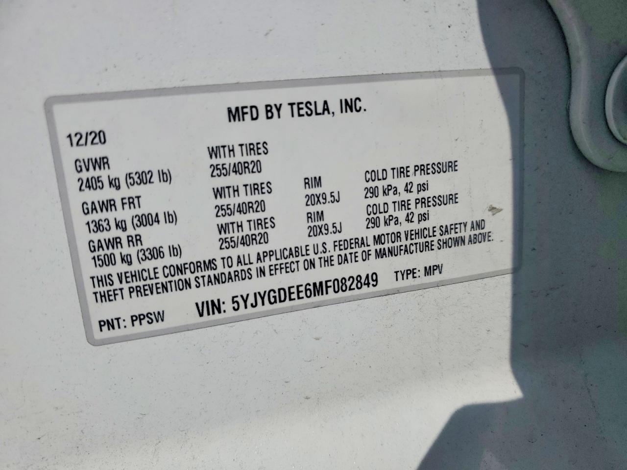 2021 TESLA MODEL Y