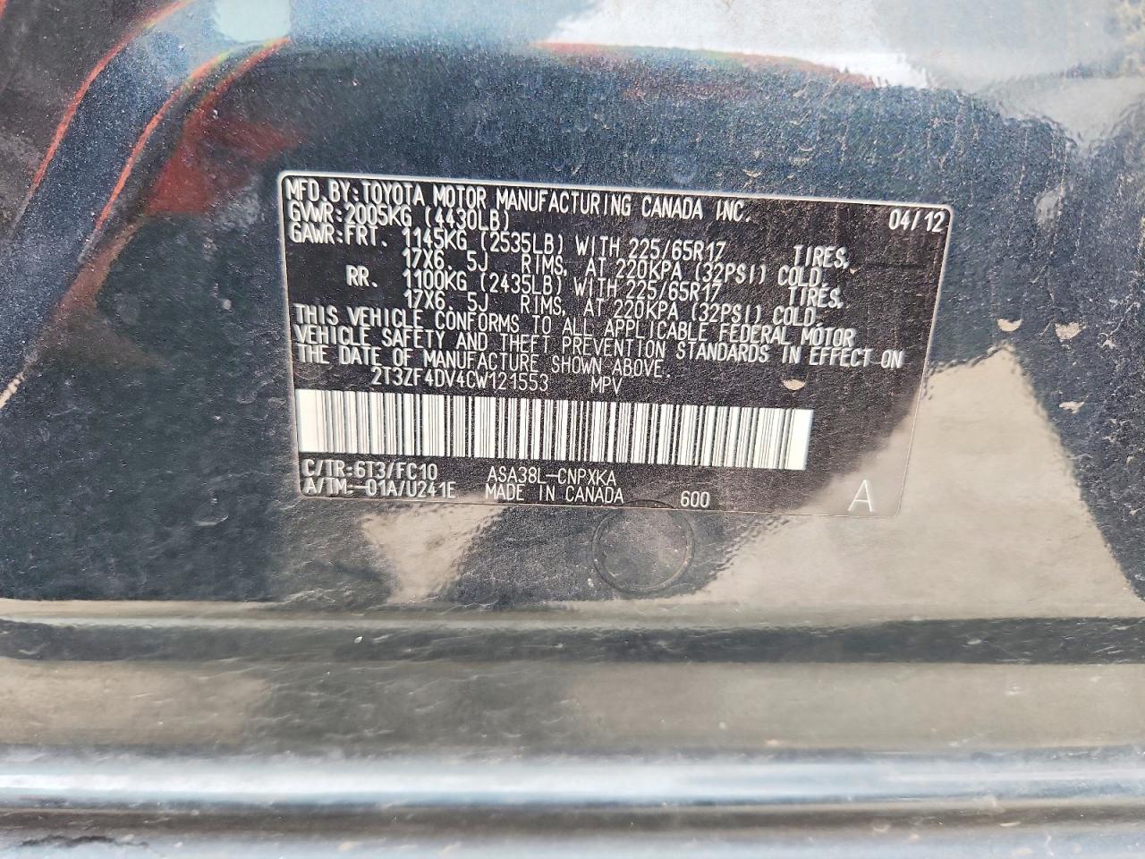 2012 TOYOTA RAV4 BASE