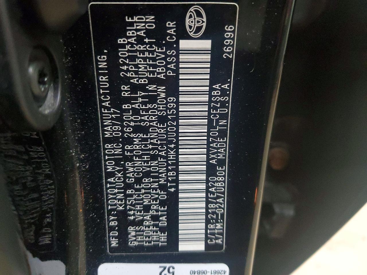 2018 TOYOTA CAMRY