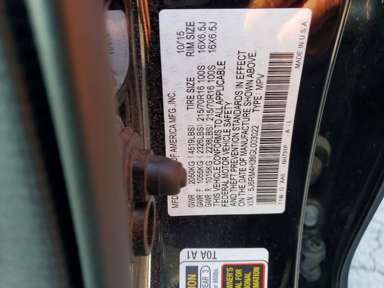 2016 HONDA CRV