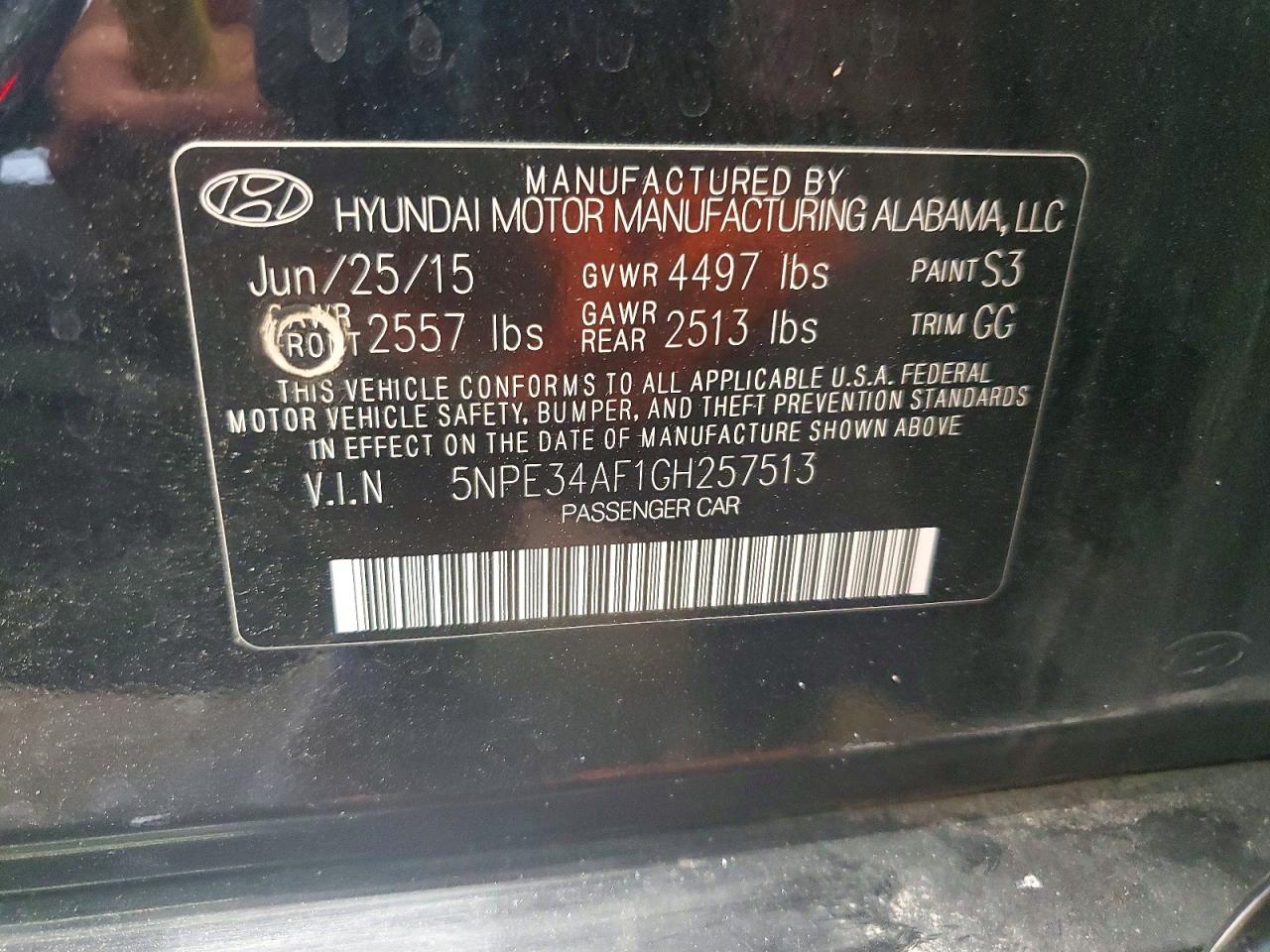 2016 HYUNDAI SONATA