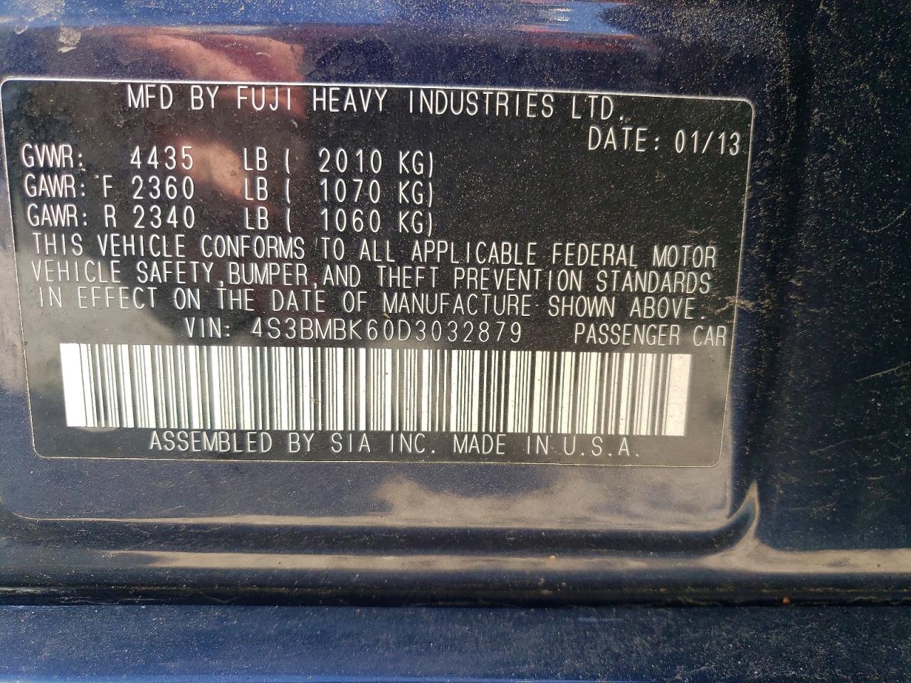 2013 SUBARU LEGACY