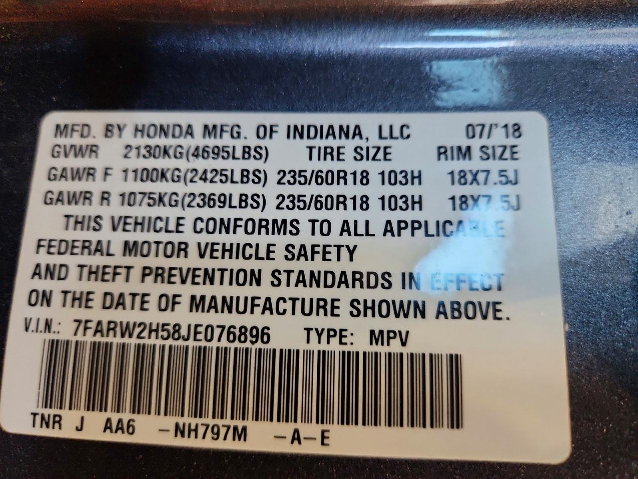 2018 HONDA CRV