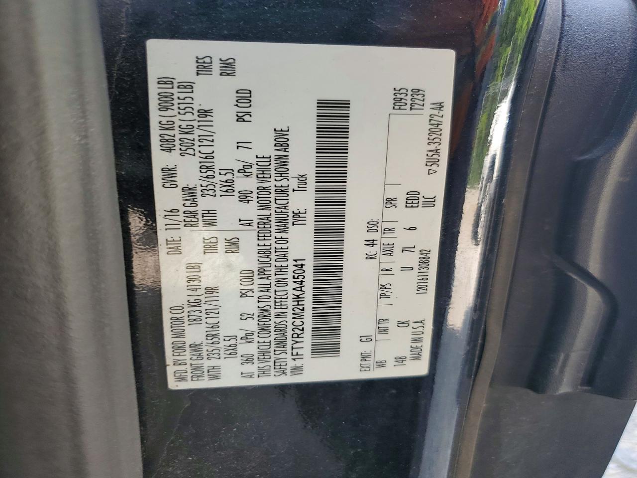 2017 FORD TRANSIT