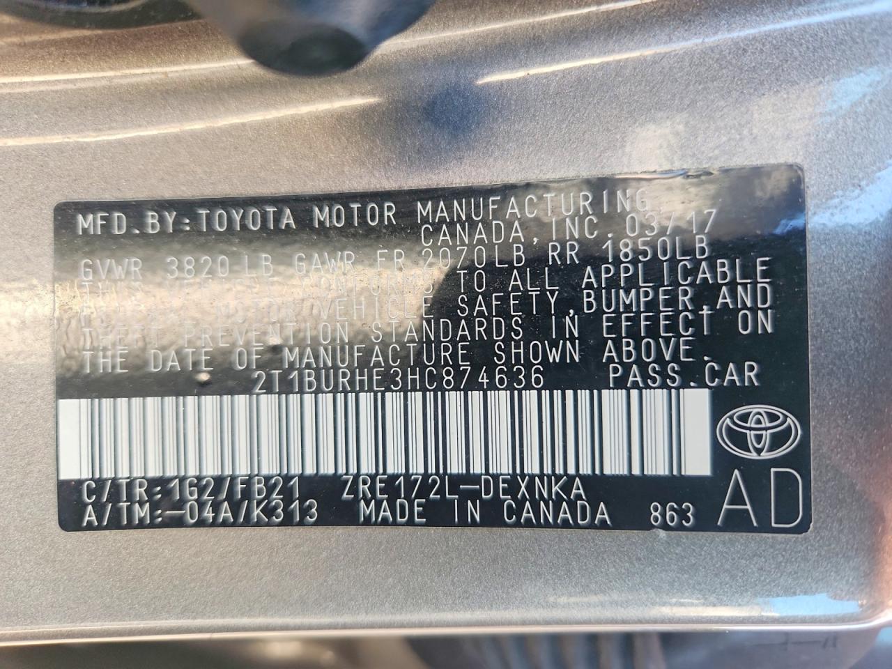 2017 TOYOTA COROLLA