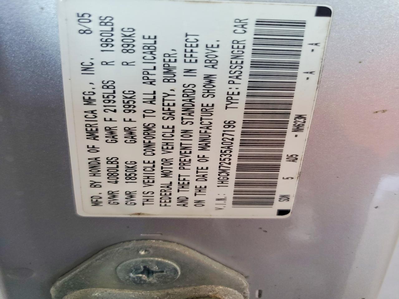 2005 HONDA ACCORD