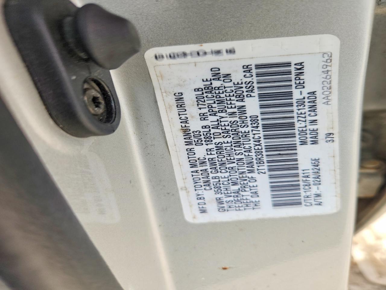 2004 TOYOTA COROLLA