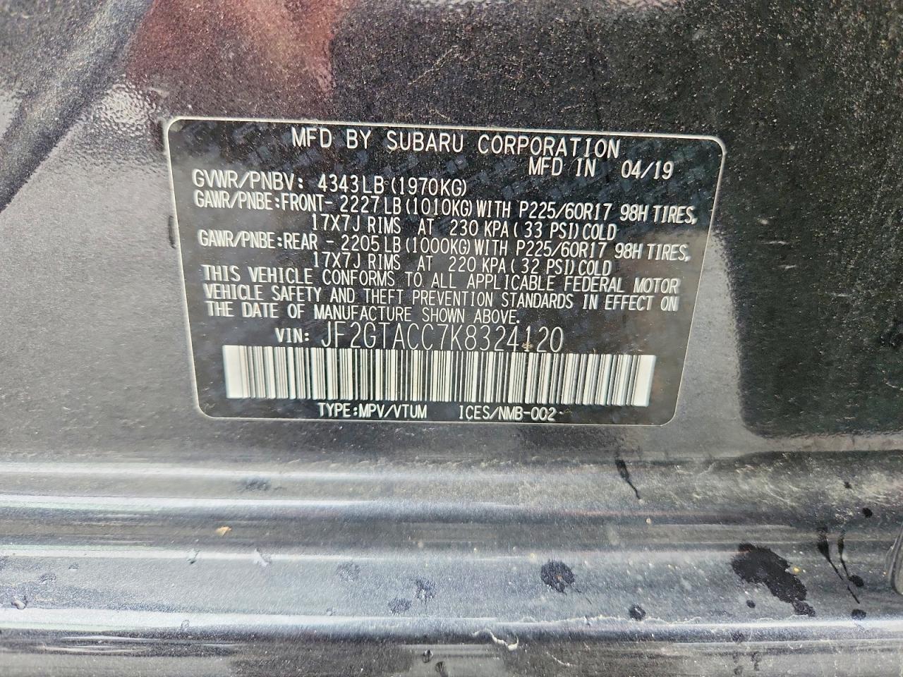 2019 SUBARU CROSSTREK