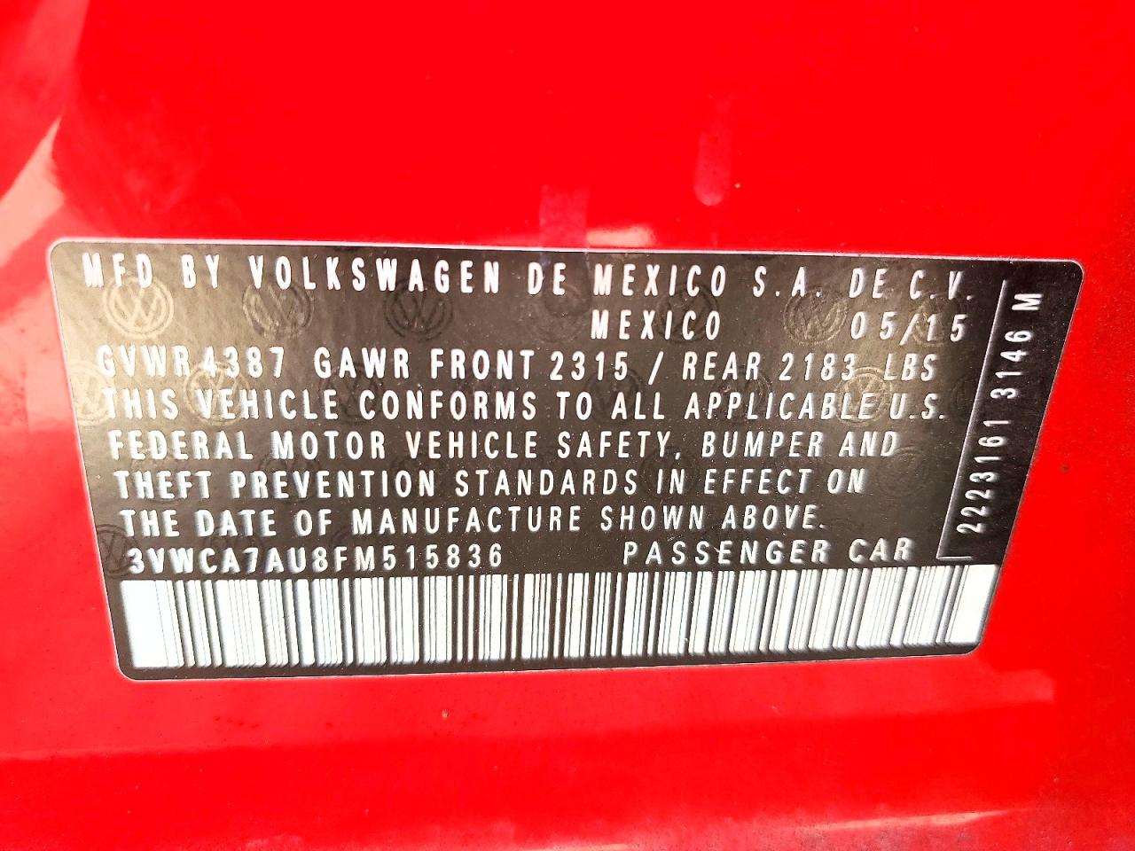 2015 VOLKSWAGEN GOLF