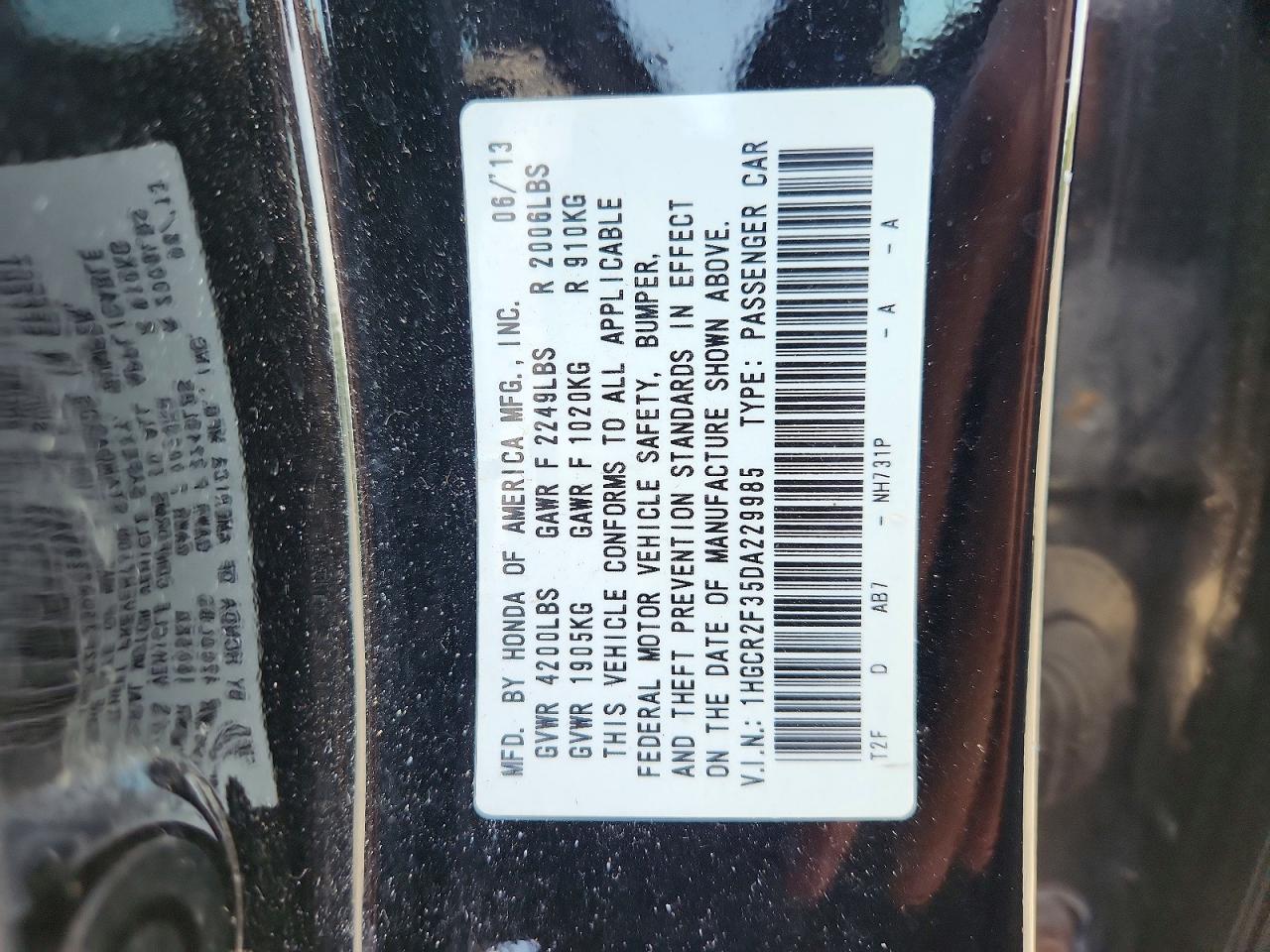 2013 HONDA ACCORD