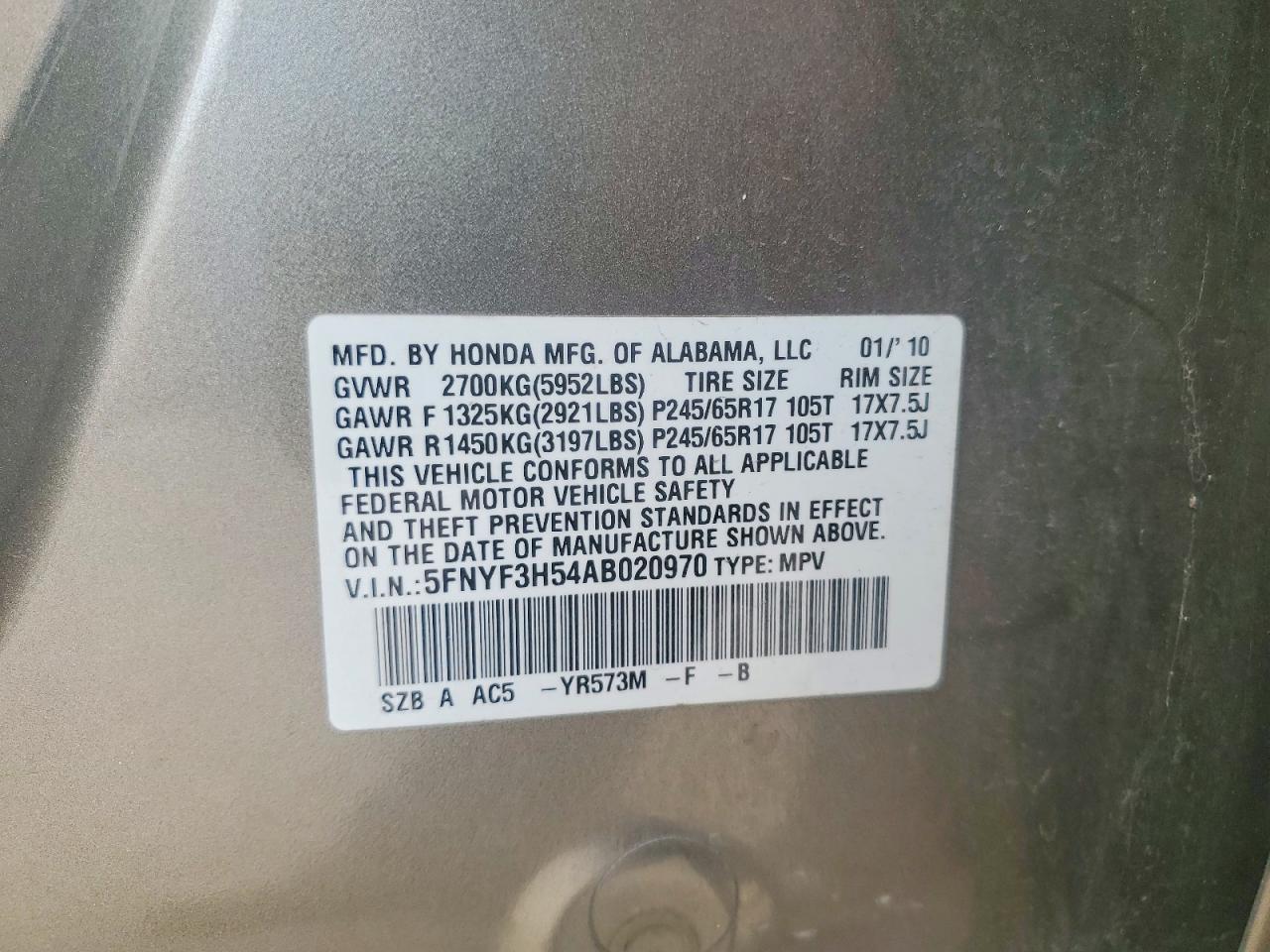 2010 HONDA PILOT