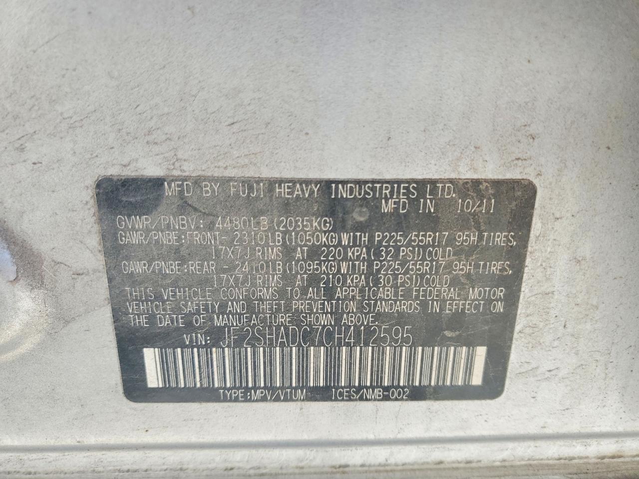 2012 SUBARU FORESTER