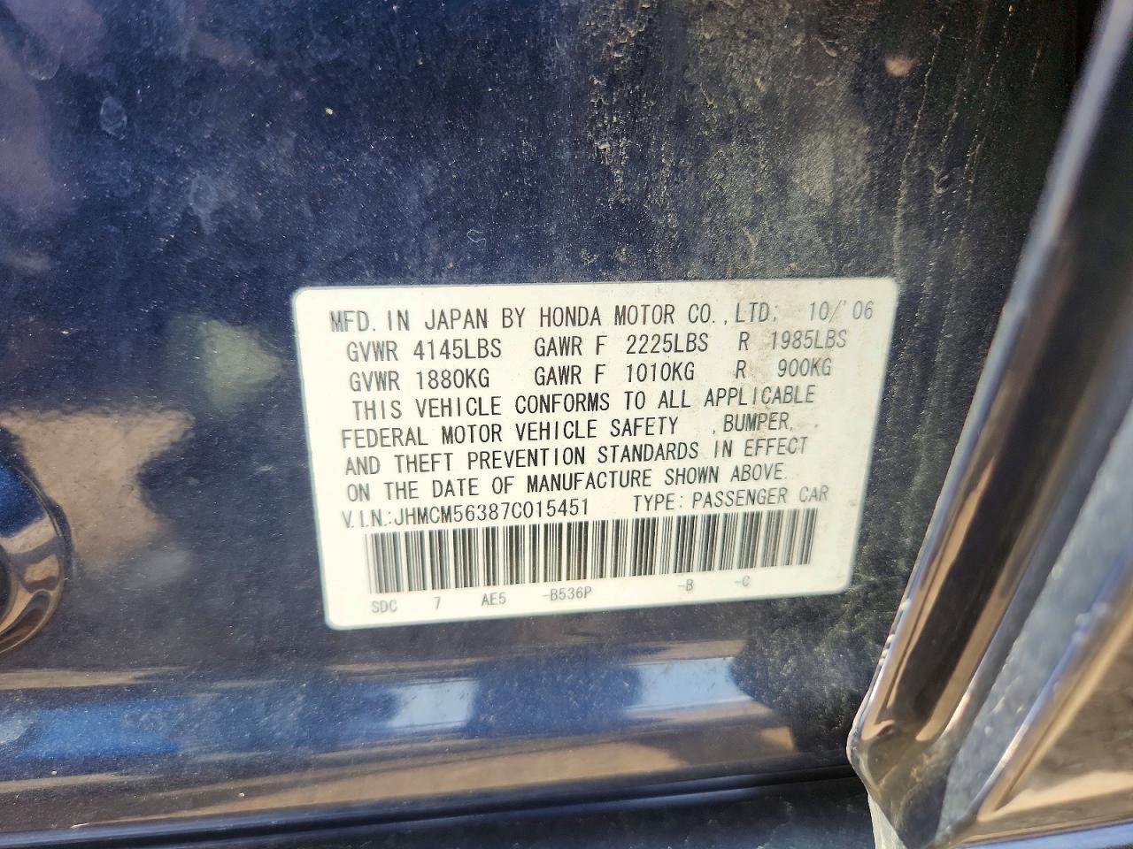 2007 HONDA ACCORD