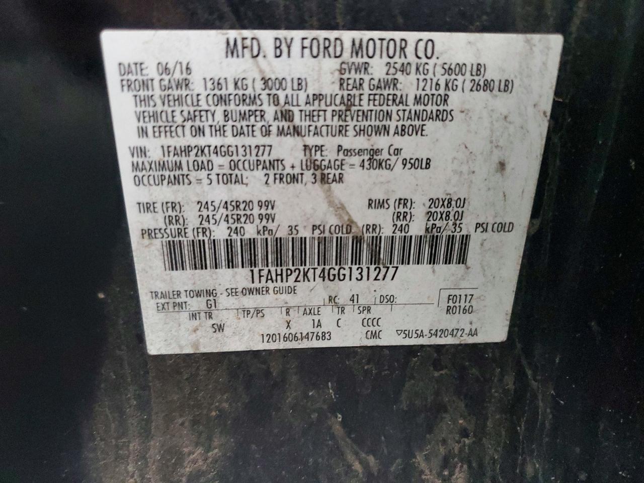 2016 FORD TAURUS