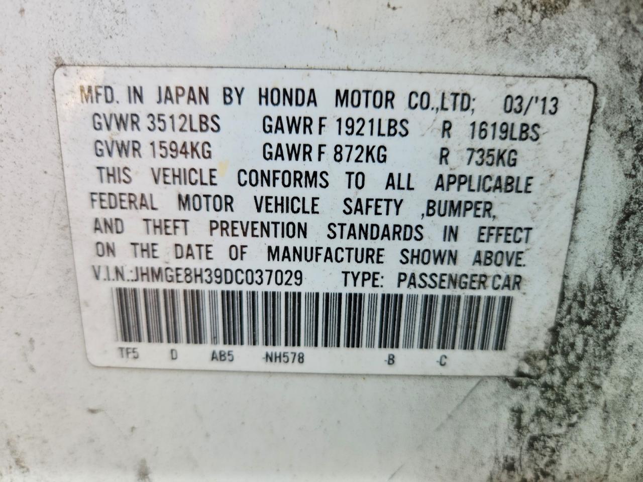 2013 HONDA FIT