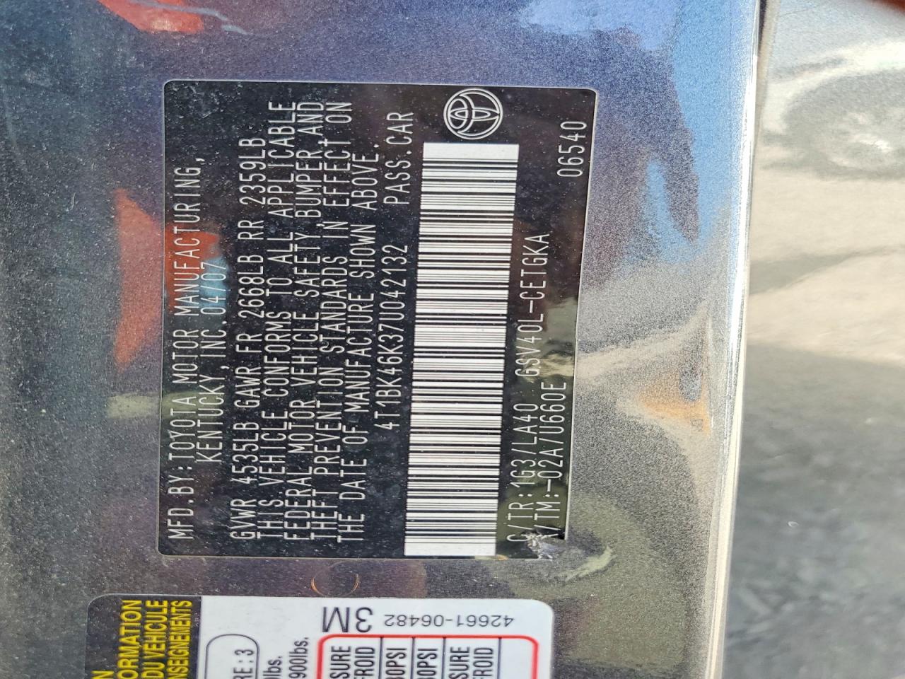 2007 TOYOTA CAMRY