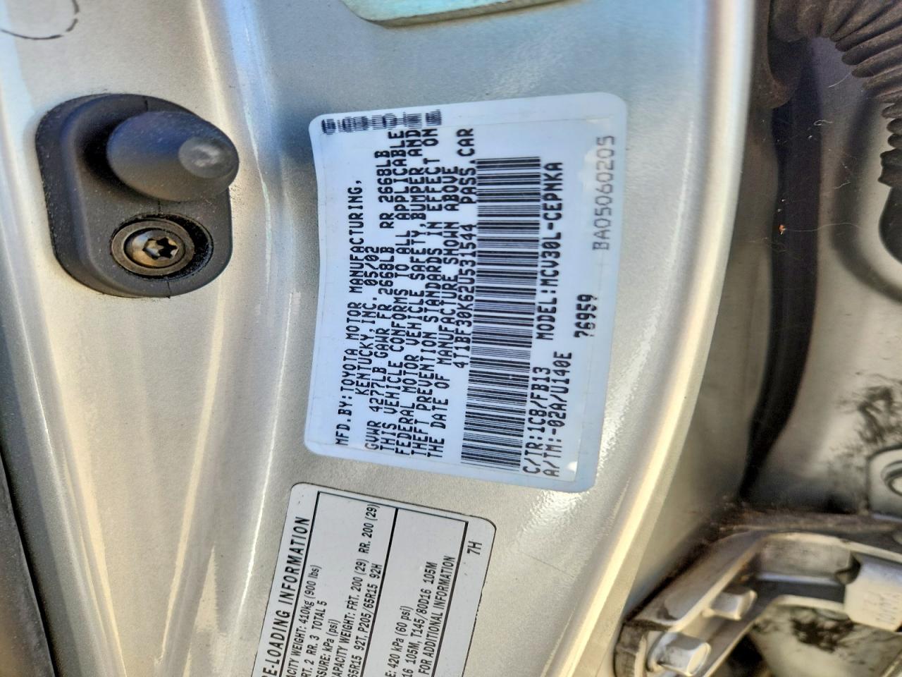 2002 TOYOTA CAMRY